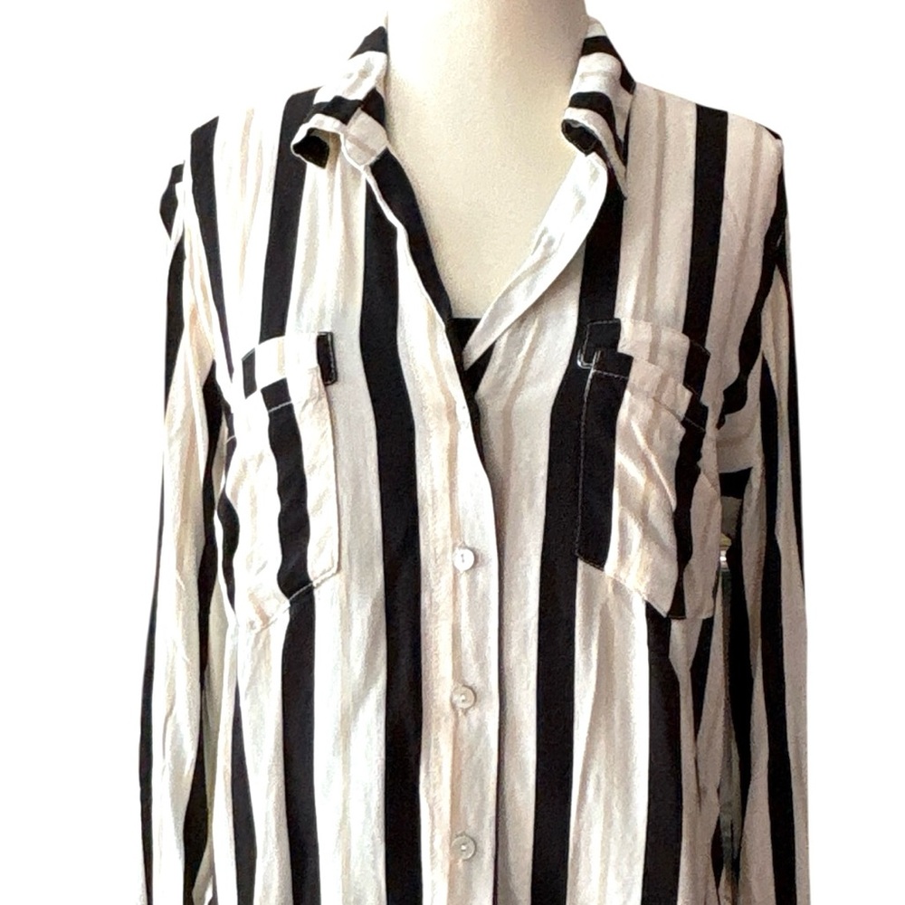 Chic Striped Long Sleeve Lightweight Blouse